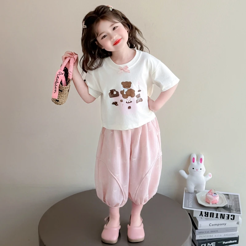 女童夏季套装2025新款小女孩韩版短袖炸街夏装女宝宝时髦儿童衣服