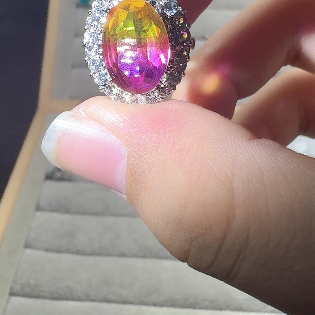 芙蓉石戒指银S925镶嵌