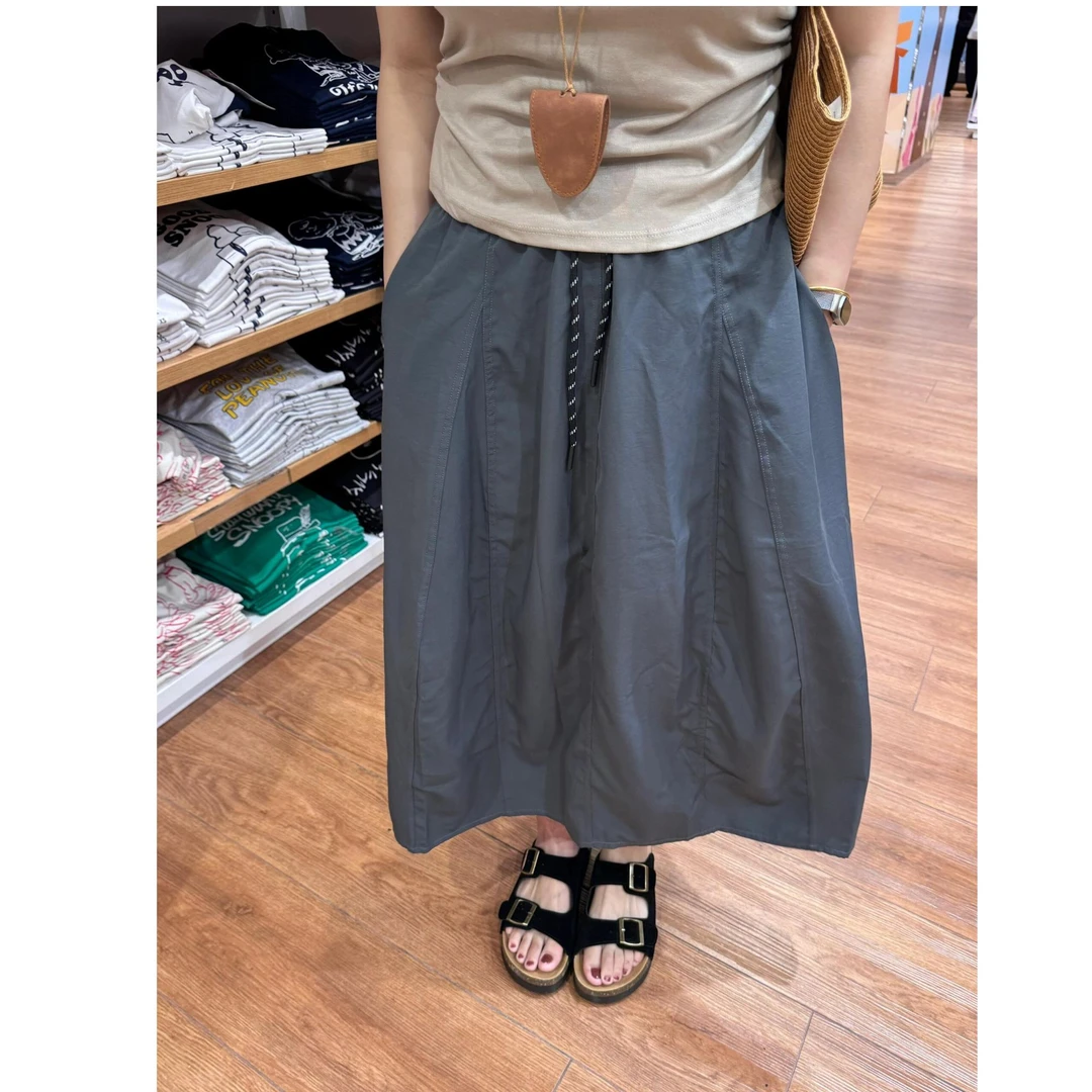 拼接花苞显瘦南瓜长裙大码高腰A字遮腿粗胯宽显瘦山本工装半身裙