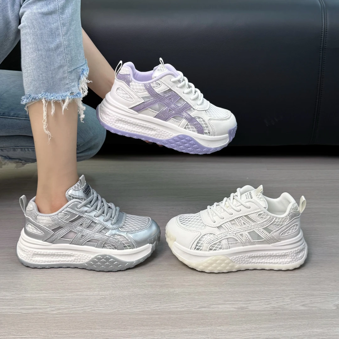 【银河】超火夏季新款女内增高透气镂空网面厚底阿甘爆款老爹鞋8901