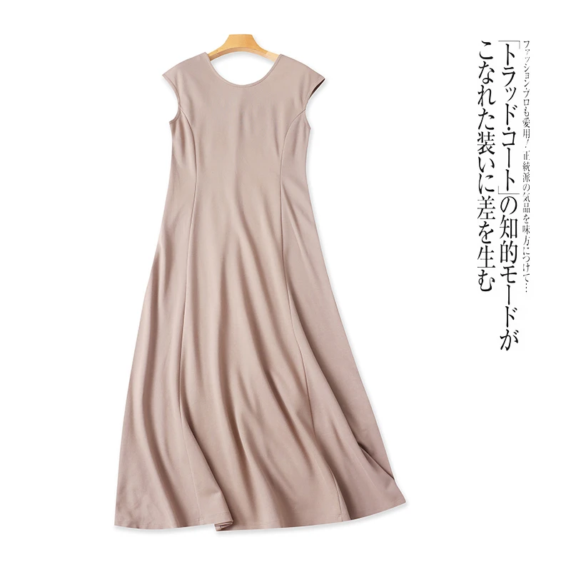 FF2780外贸日单女士连衣裙圆领套头修身显瘦气质无袖长裙