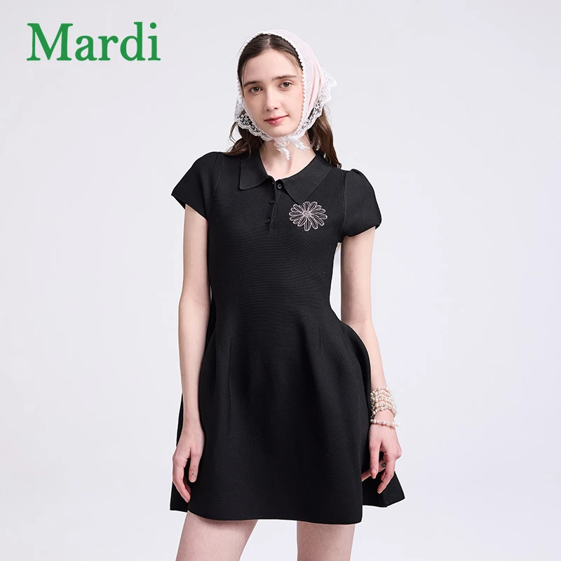 MARDI/玛尔帝夏季休闲中长裙X型裙三粒扣连衣裙显瘦MQZ2522233