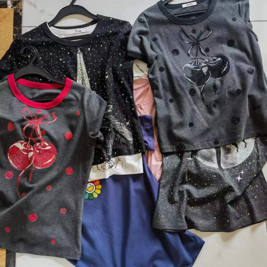 1201-1300孤品卫衣chic女秋冬烫钻内搭短袖长袖针织上衣