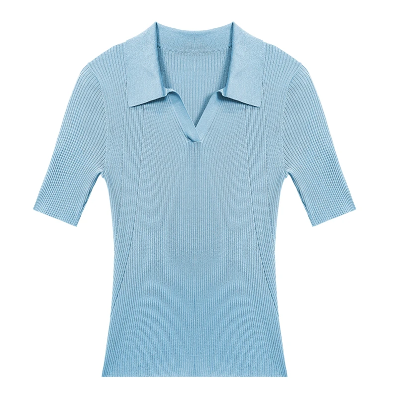 真丝衬衫领抽条套头esf403003s