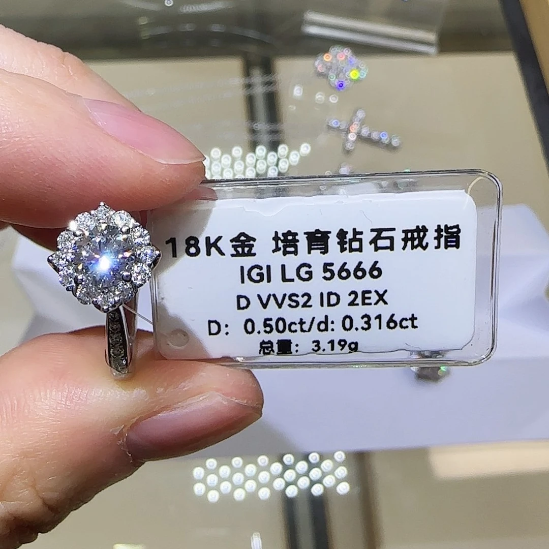 实验室培育钻石18K金镶嵌灿若星辰0.5卡12圈
