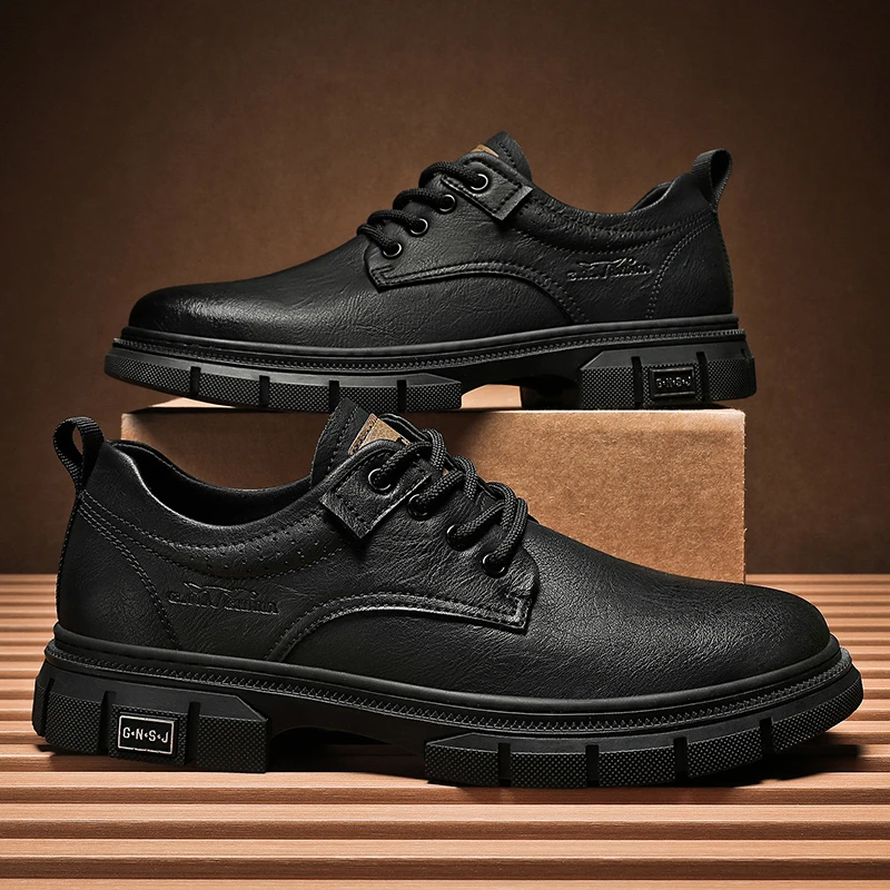 公牛世家2025新款男鞋春夏男士防滑耐磨英伦复古低帮休闲皮鞋男款