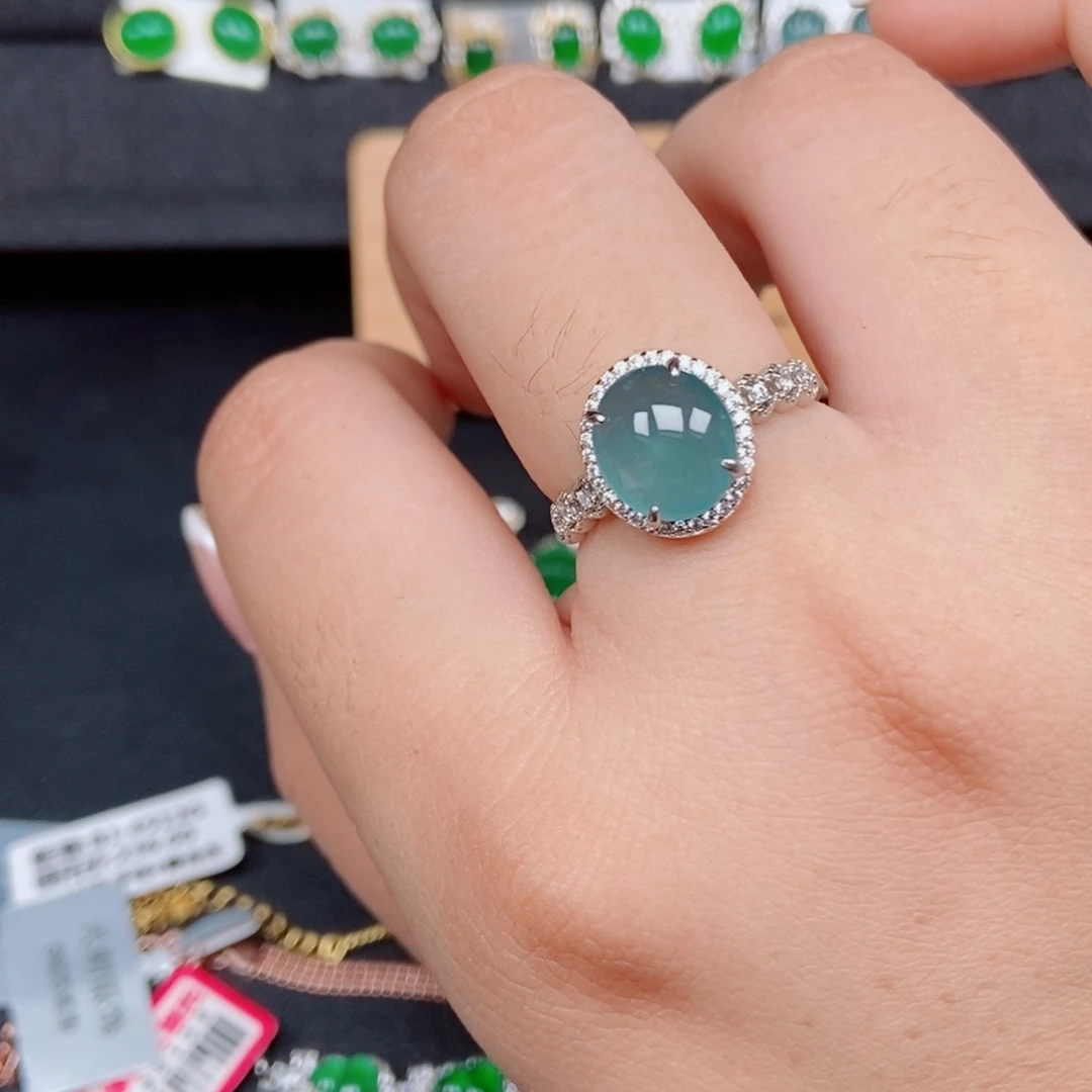 银S925镶嵌戒指翡翠22