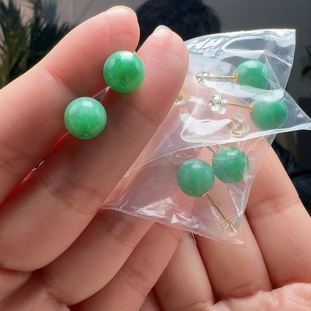 翡翠耳饰银S925镶嵌多样性发货其一