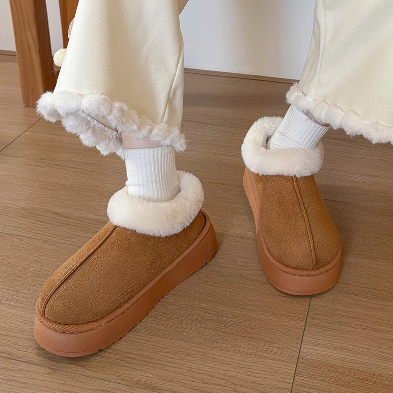 外穿雪地靴高帮棉鞋女棉靴秋冬季居家棉拖鞋女包头拖月子鞋保暖鞋