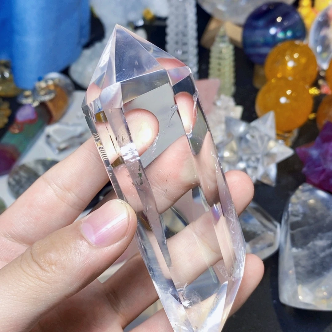 未镶嵌珠宝半成品水晶天然超透体白水晶六棱柱