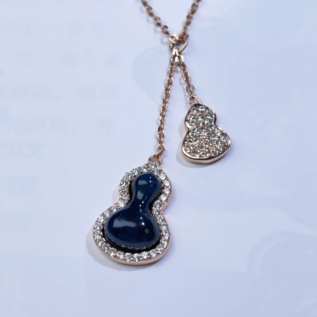 【钰荟琥珀】多米尼加蓝珀 福禄系列 轻奢小众满钻镶嵌首饰锁骨链