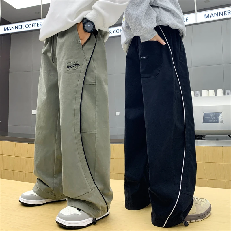 儿童弯刀裤春秋季直筒长裤2025新款中大儿童运动裤男孩休闲裤子潮