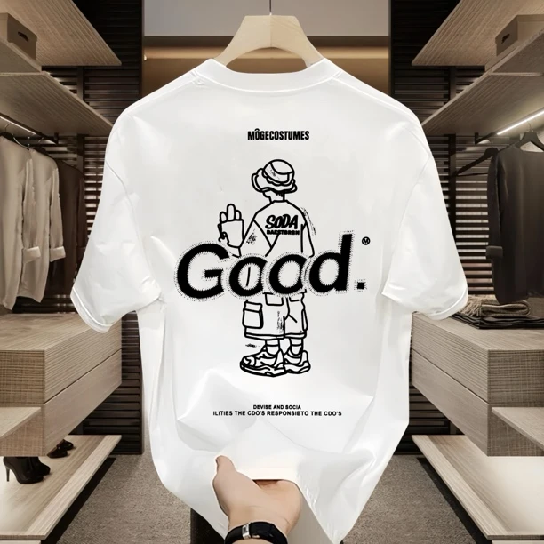 网红潮牌男士纯棉短袖t恤男圆领上衣印花美式高街潮流休闲ins夏季