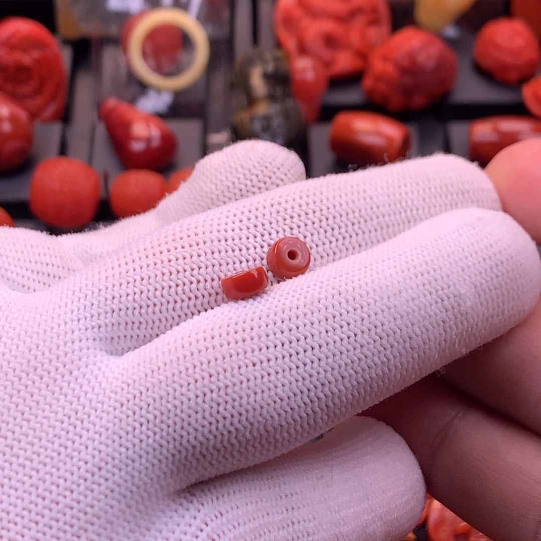 南红玛瑙未镶嵌川料原矿满色满肉精工直切隔片一对6mm