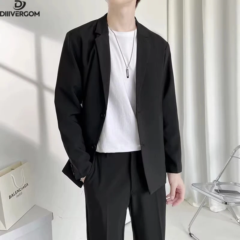 高级感春季休闲西装外套男韩版宽松痞帅英伦潮流轻熟商务西服套装