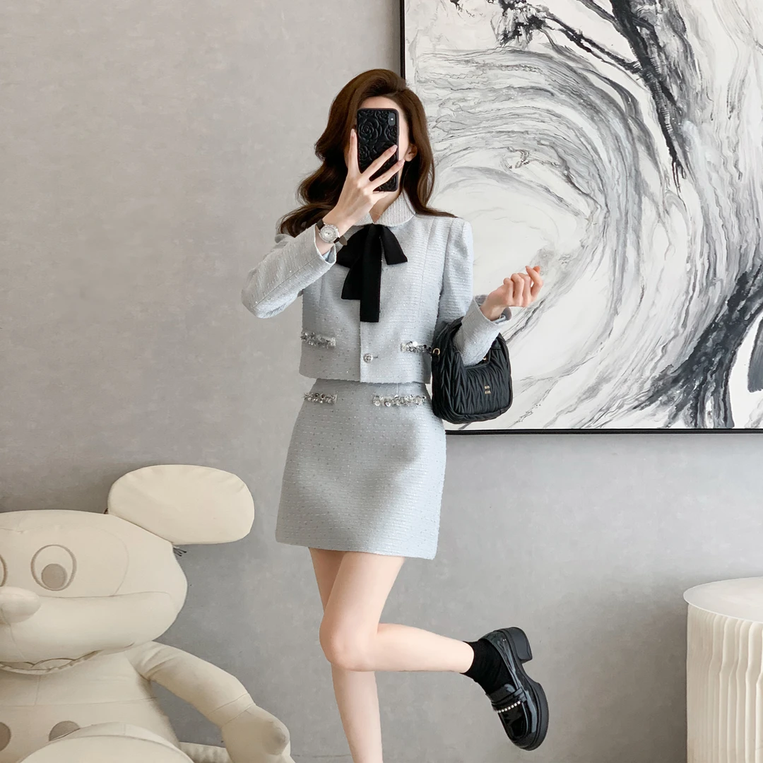 秋冬青春风气质小香风时尚套装小香风裙子时尚小个子女轻奢风炸街