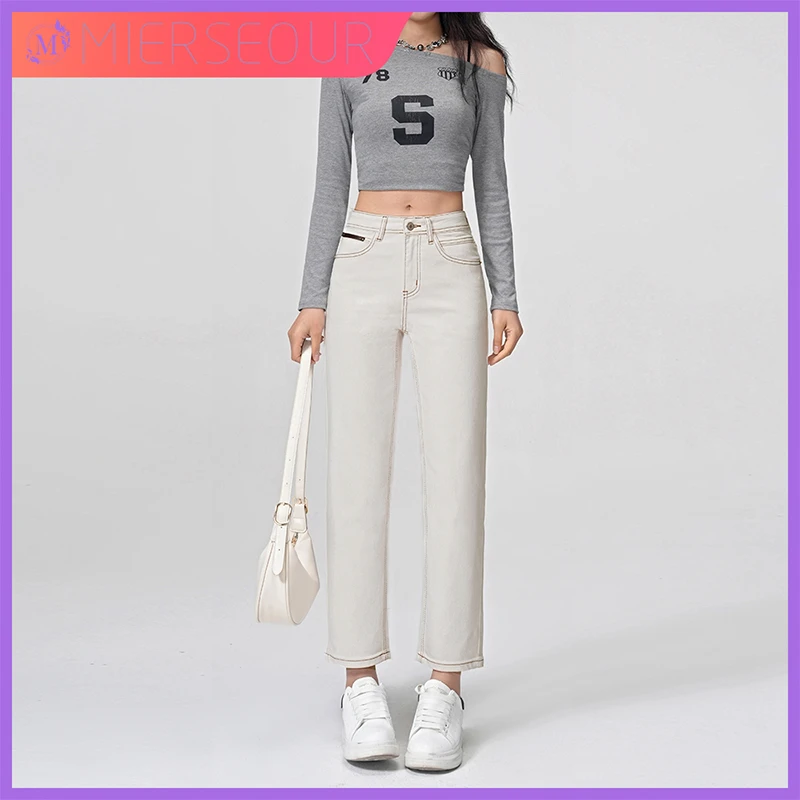 夏季2025新款高腰窄版牛仔裤女潮流百搭九分裤24118