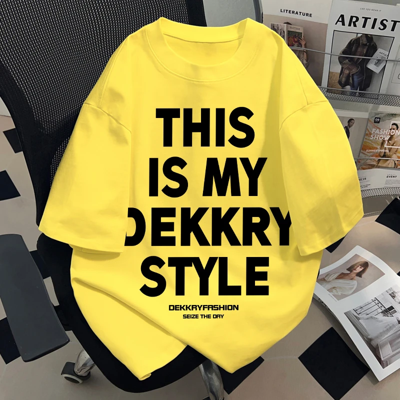 jtrt国潮牌美式复古黄色短袖t恤男女夏季2025新款宽松半袖上衣服