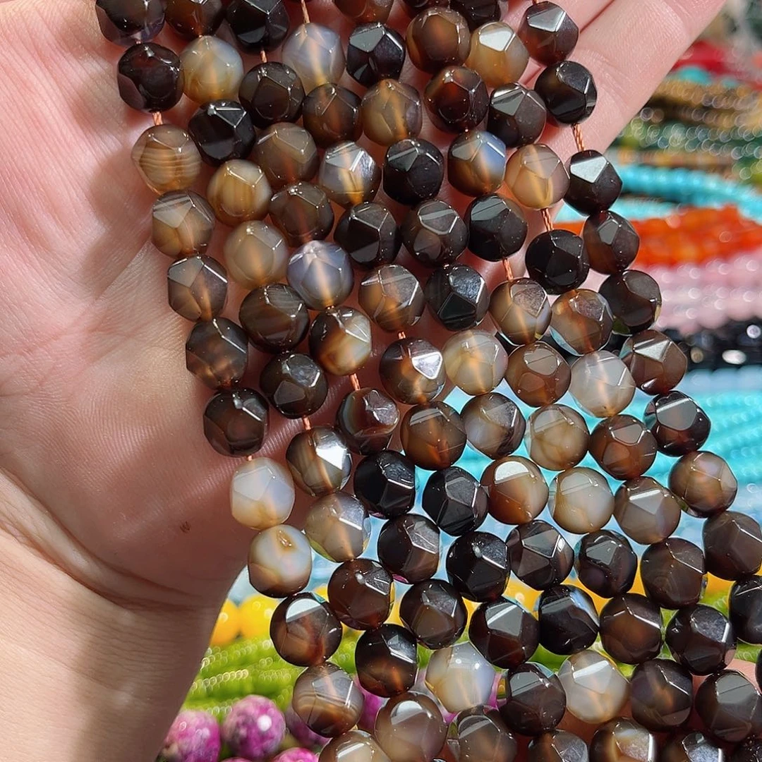 玛瑙/玉髓合金珠宝半成品美拉德砖切一条10mm