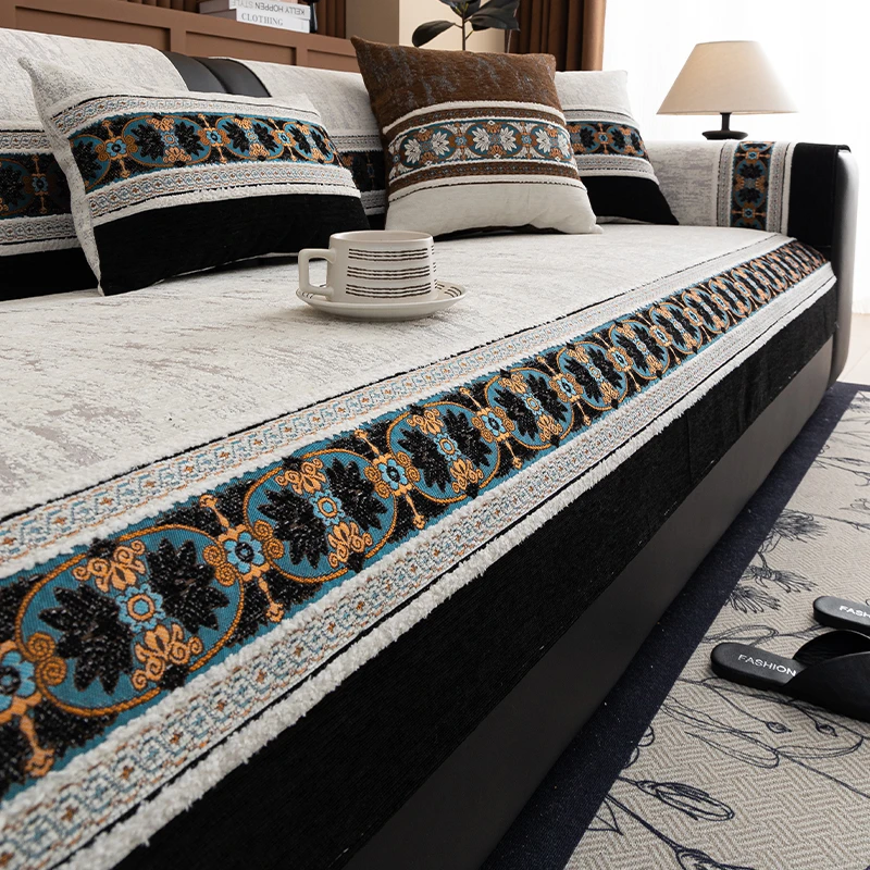 雪尼尔沙发垫四季通用2024新款防滑轻奢高级感沙发套罩坐垫盖布巾