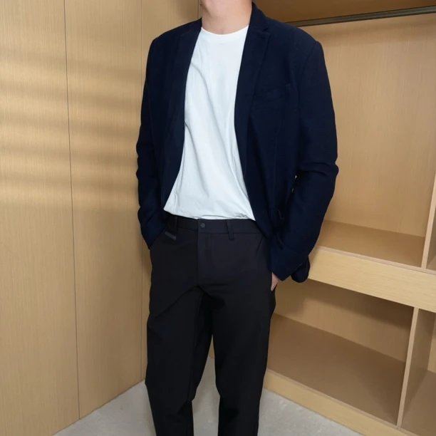 DO&TO-原单-男士秋冬藏蓝色针织羊毛休闲西装西服