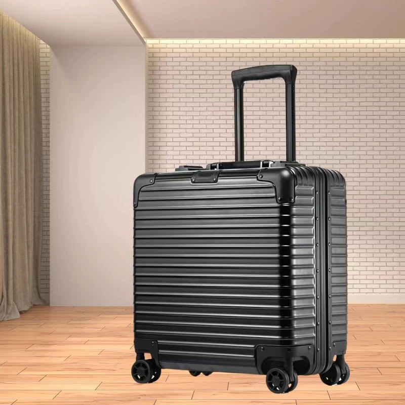 旅行行李箱男商务拉杆箱18寸铝框pc登机箱耐磨万向轮航空密码箱
