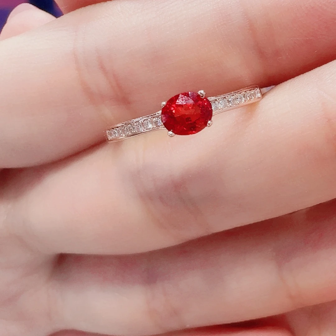 蓝宝石戒指银S925镶嵌戒指