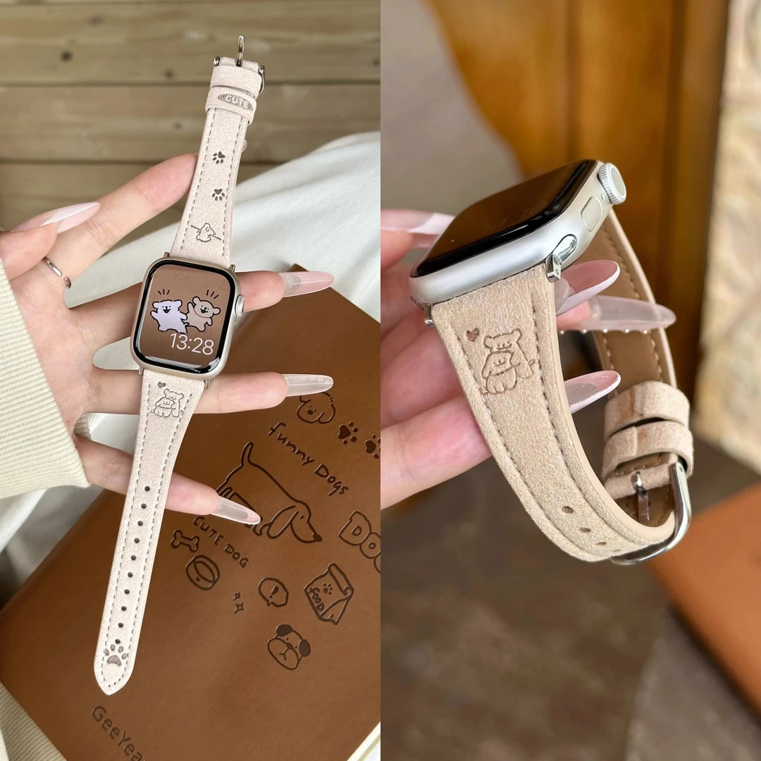 适用红米watch6可爱小狗表带翻毛皮冬季保暖款小米手环9pro替换带