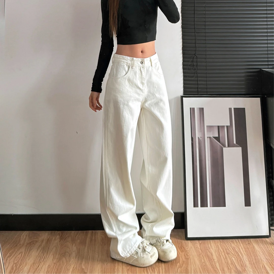 2025春季新款168高个子高腰直筒宽松牛仔裤女显瘦垂感拖地裤8363