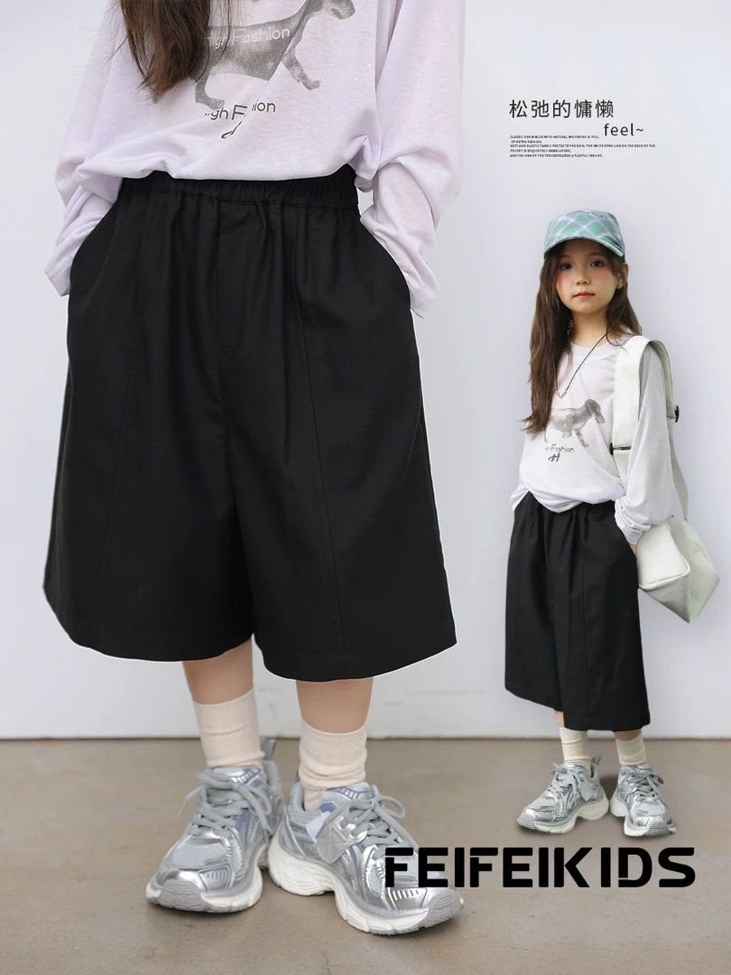 女童2025夏季新款中大童舒适休闲百搭宽松短裤J52G6026