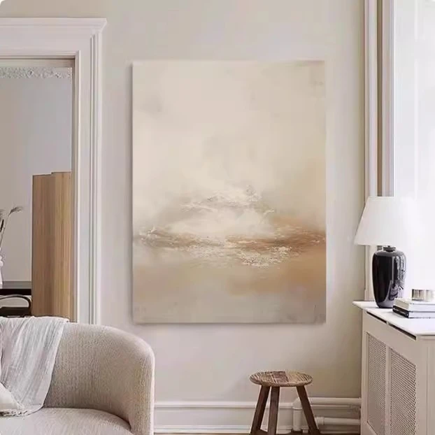 【巴比松】手绘油画客厅侘寂风挂画玄关抽象立体肌理高级质感装饰画