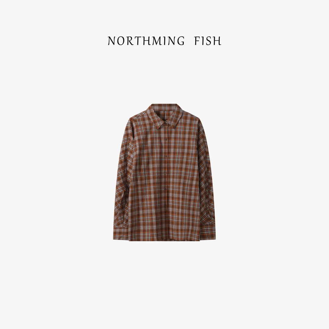 NorthMing fish「牧秋」休闲古着 随性松弛肌理感格纹衬衫