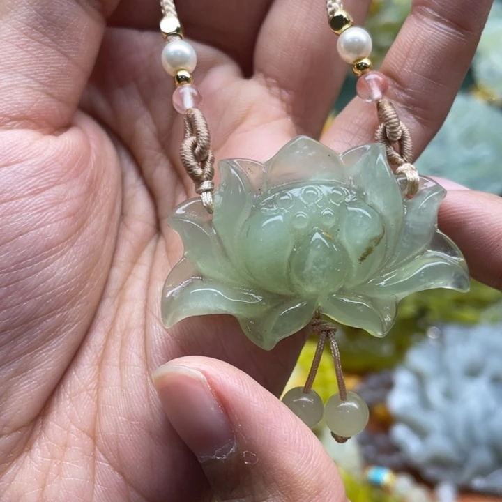 未镶嵌岫玉吊坠毛衣链锁骨链