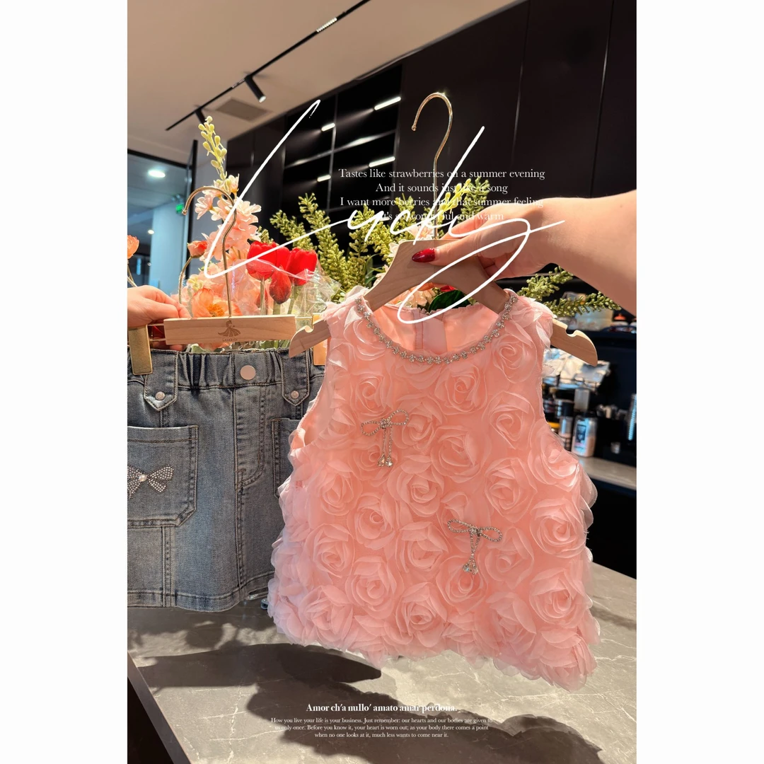 【现货】PP·Twinkle 高定设计师款带钻上衣蝴蝶结牛仔短裙P25031911