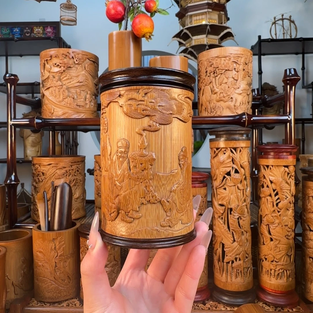 竹伯牙鼓琴茶叶罐