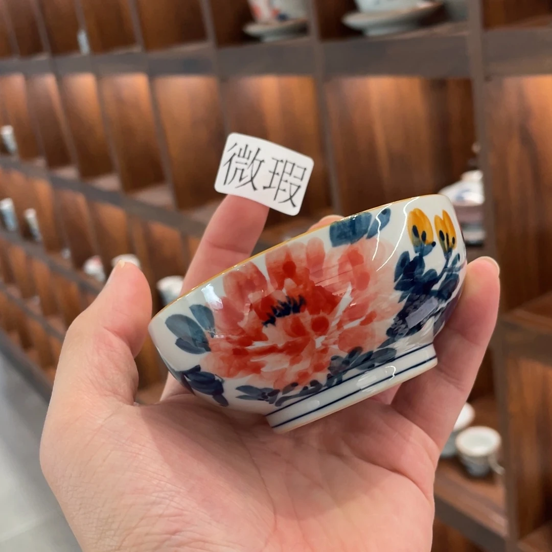釉下手绘茶具微瑕