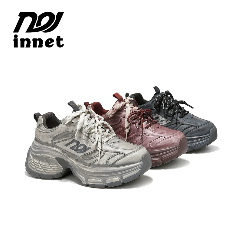 【千屿Sheila】INNET【环球日记】秋冬新款做旧擦色厚底老爹鞋女1010