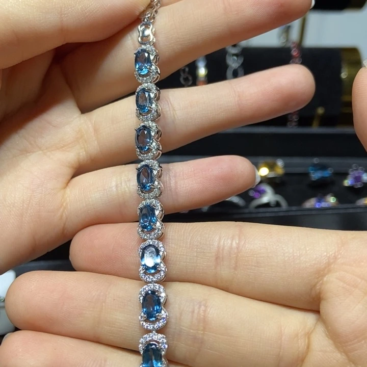 托帕石手链银S925镶嵌