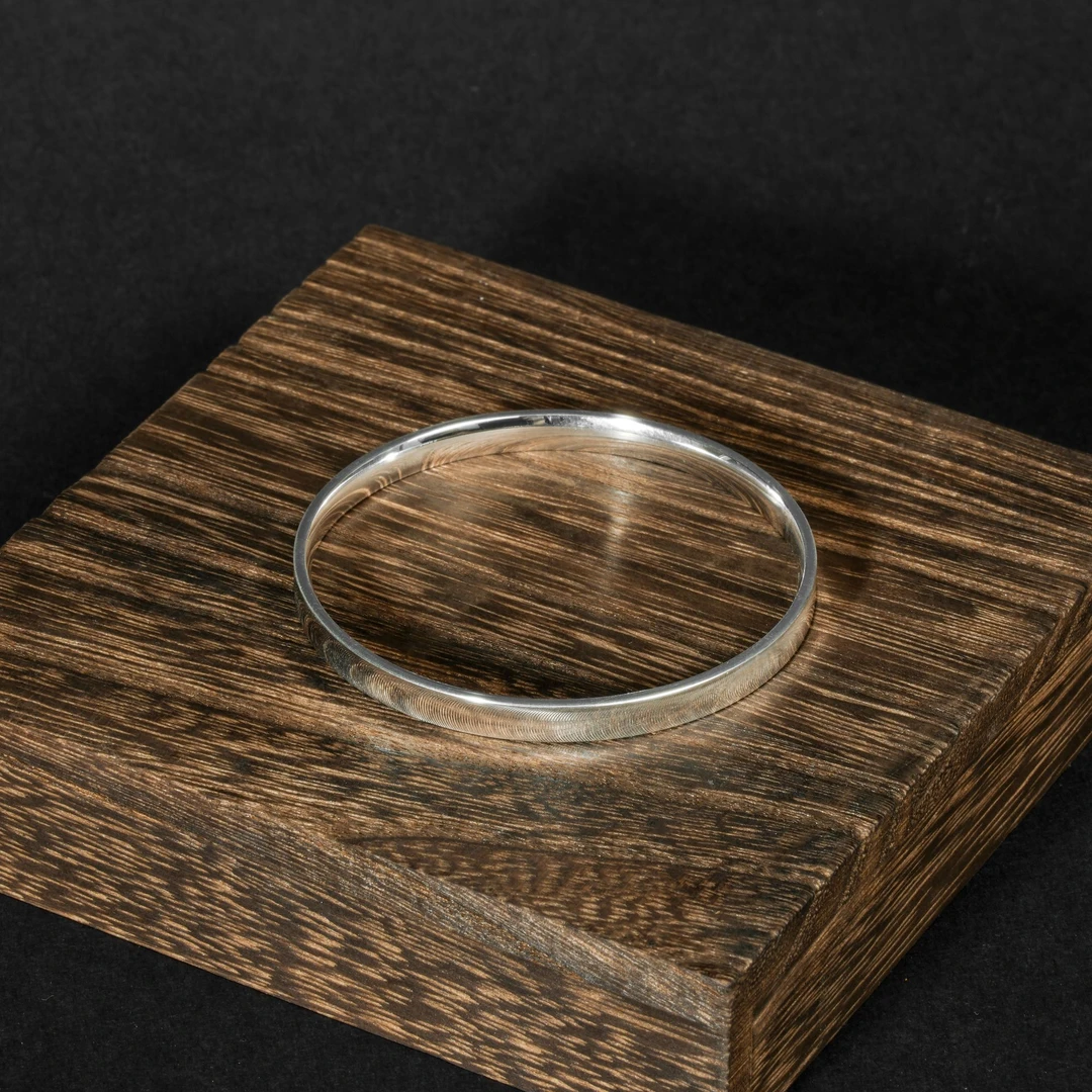 足银银制品 【G58】 足银银制品灵动猫眼闭口足银手镯