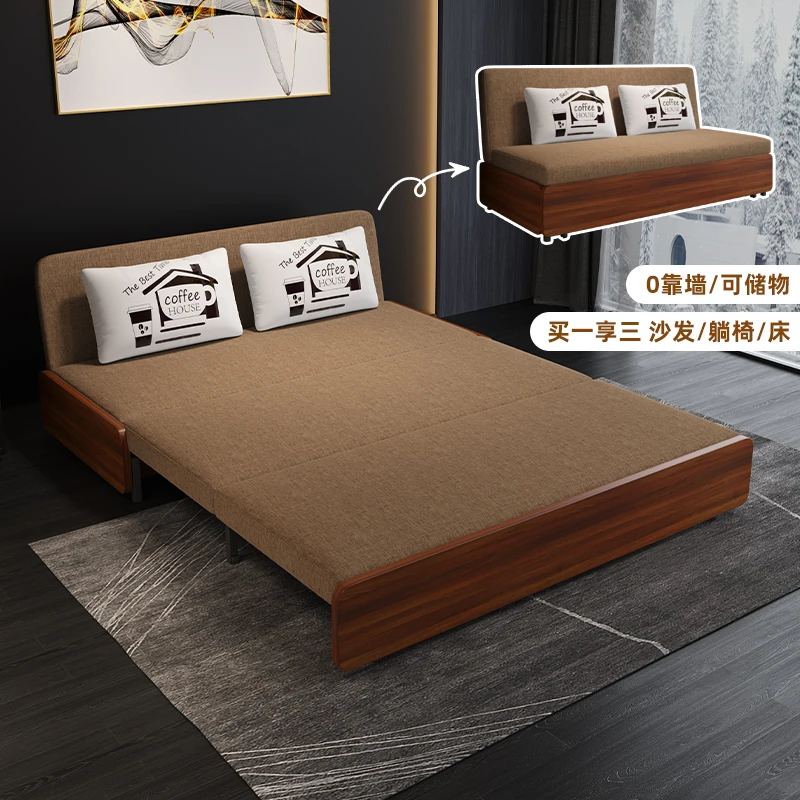 哥盟简约现代两用单人1.5m可折叠双人储物客厅小户型榻榻米沙发床