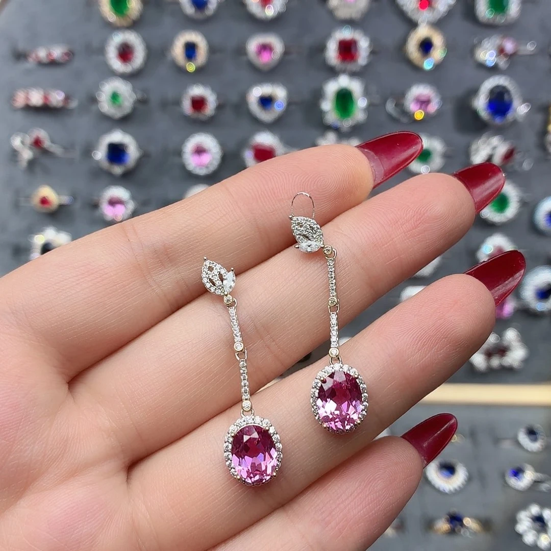 坠链均925银培育帕帕拉恰色粉蓝宝