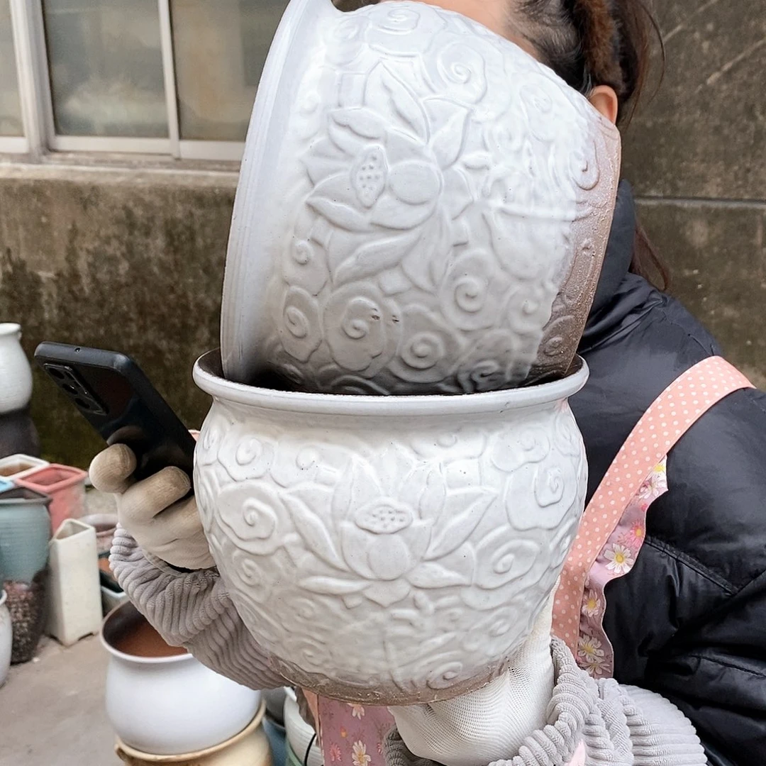 紫砂花盆瑕疵口20高16