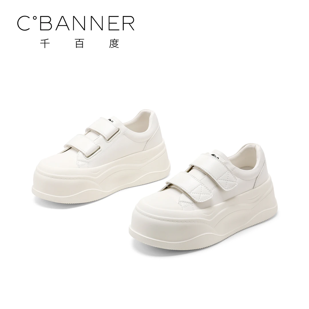 C.BANNER/千百度厚底欧若动感风休闲鞋2025新款魔术贴轻便运动鞋