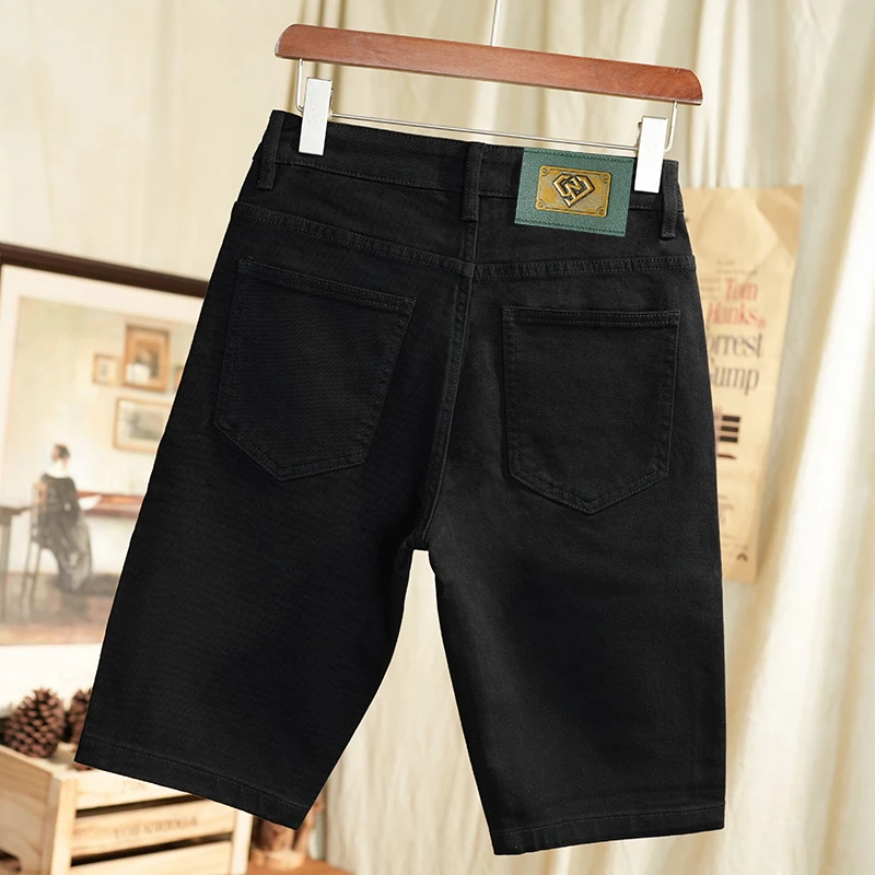 高端夏季牛仔短裤潮牌2025年新款男士休闲百搭中腰修身直筒5分裤