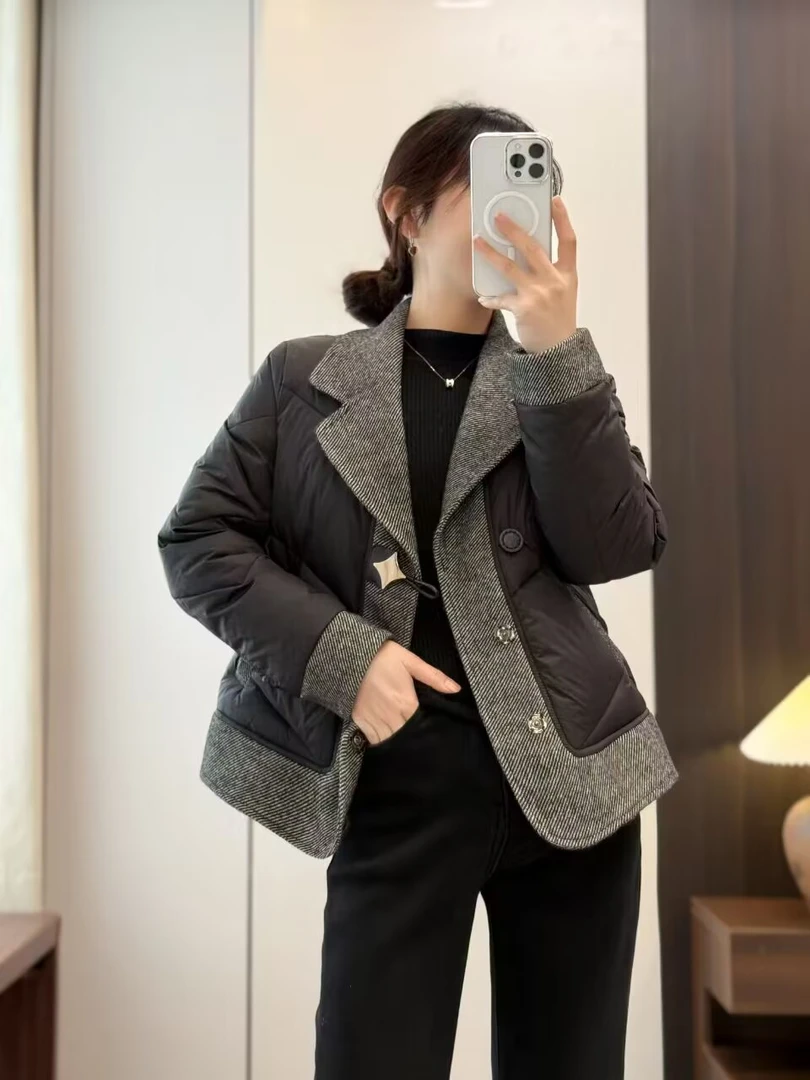 2025秋冬新款时尚休闲百搭短款轻薄气质小香风修身加厚女款棉服