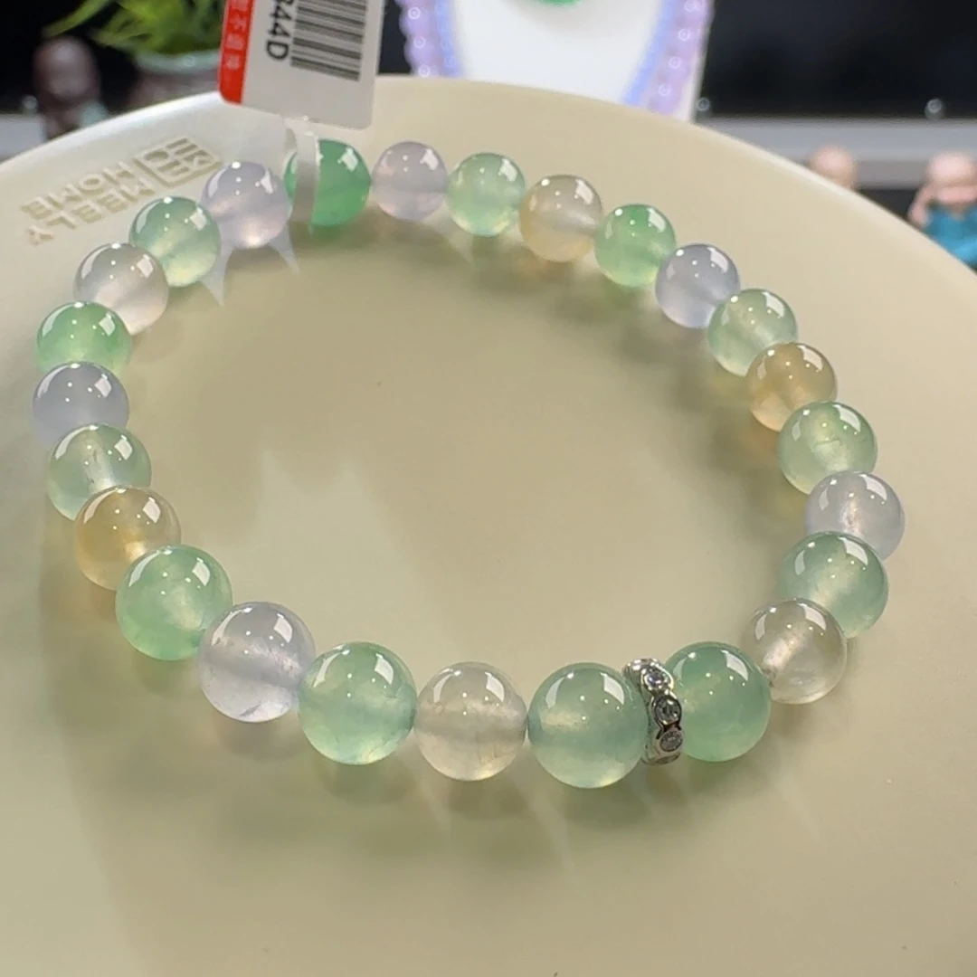 翡翠手链未镶嵌高冰马卡龙单圈