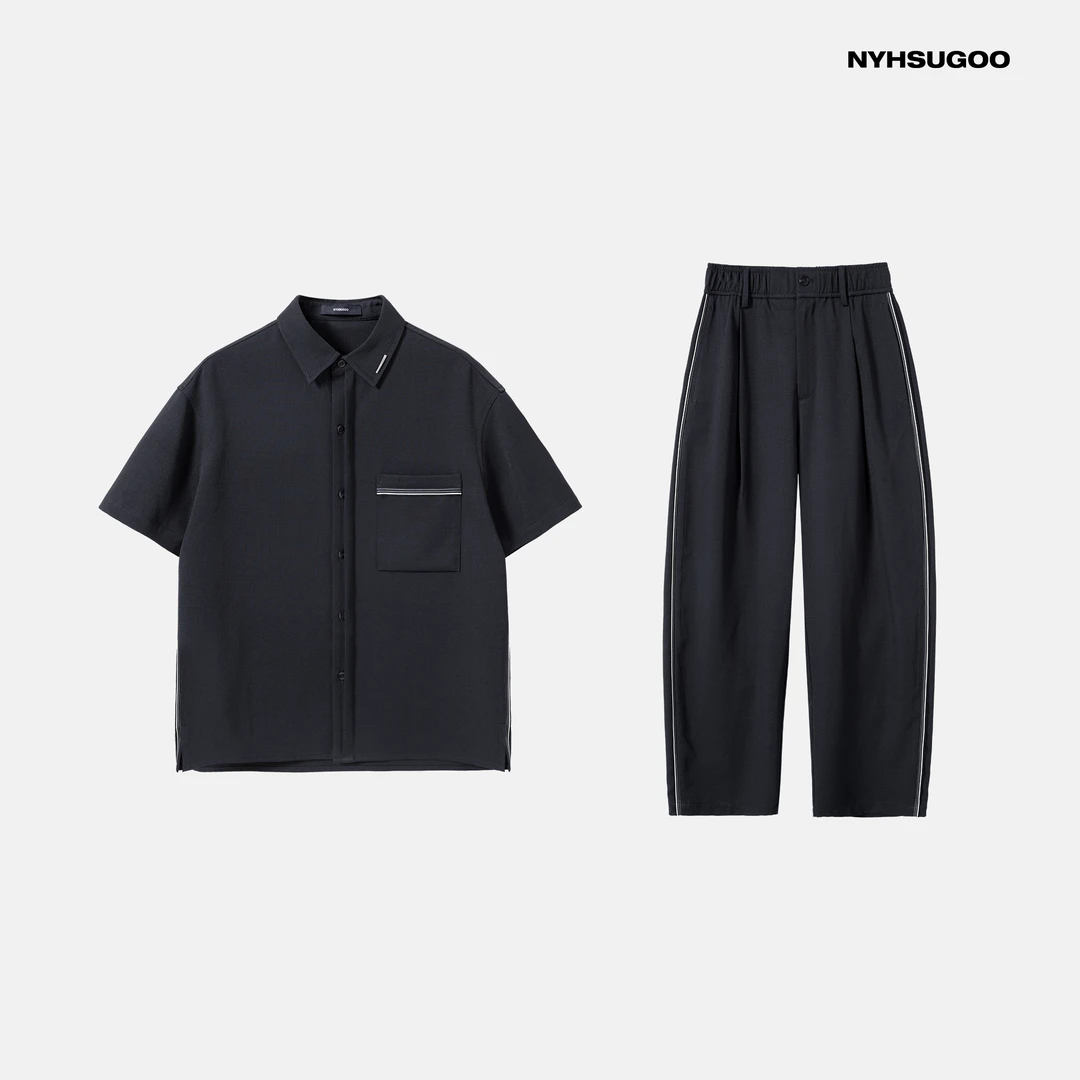 NYHSUGOO/南乙夏季25年衬衫短袖休闲长裤3753松弛套装男士