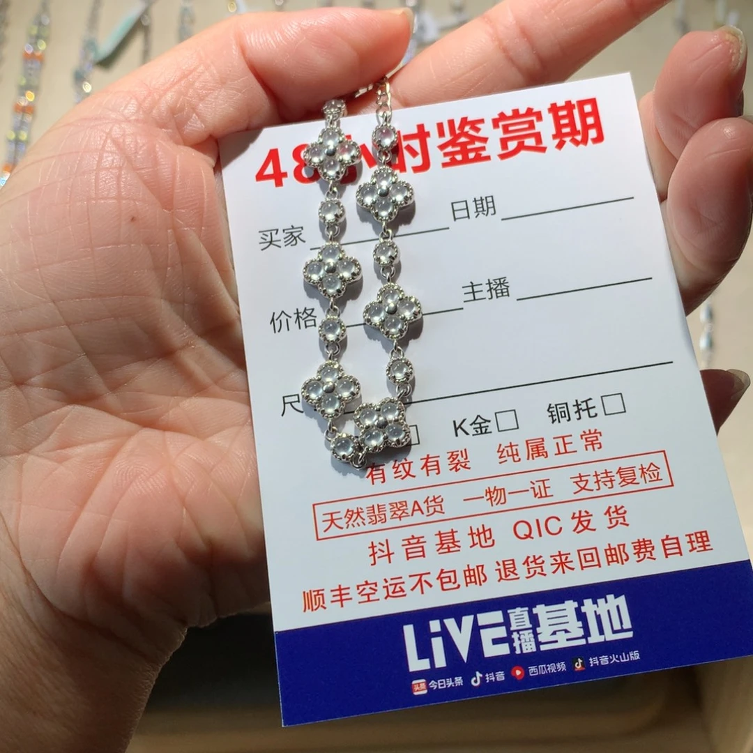 红***莎翡翠银S925镶嵌耳饰手链