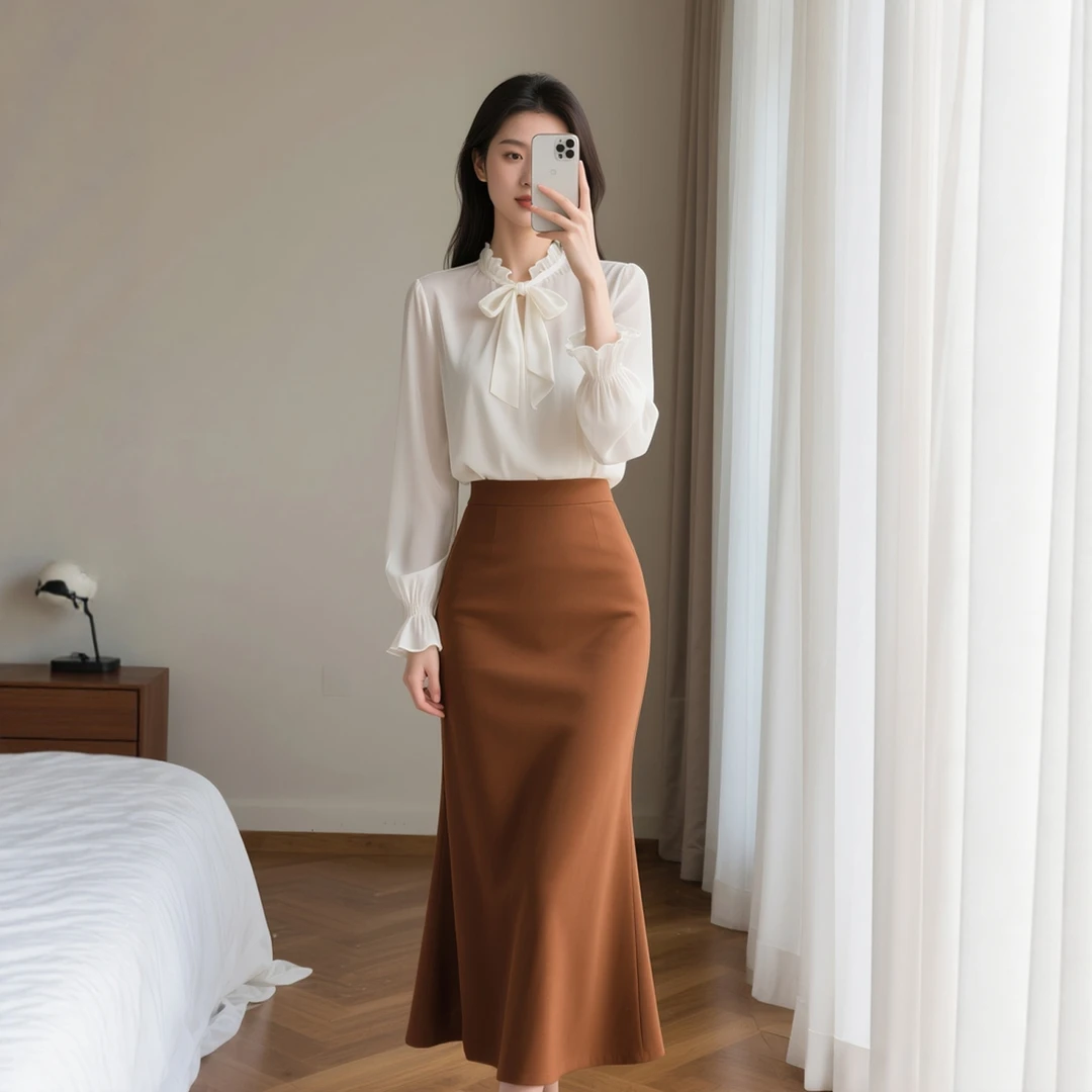 早秋新款女装时尚穿搭长袖轻熟风两件套装半身裙子秋季气质优雅潮