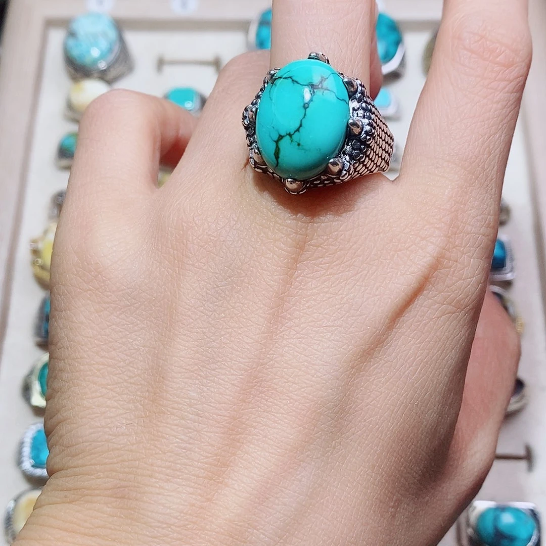 金***科绿松石银S925镶嵌挂件